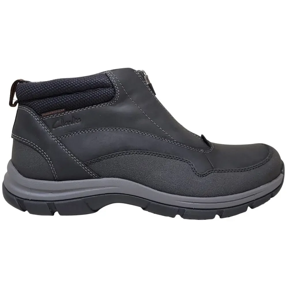 Clarks Men Slip On Ankle Boots Walpath Zip Size US 8.5M Black Leather